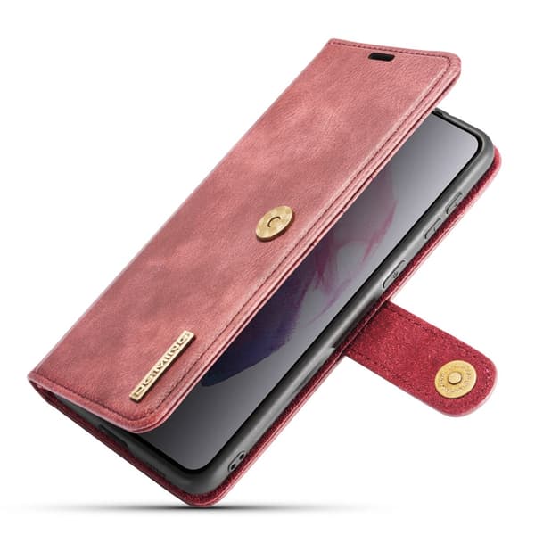 DG.MING 2-i-1 Magnetiskt Plånboksfodral Samsung Galaxy S21 Röd