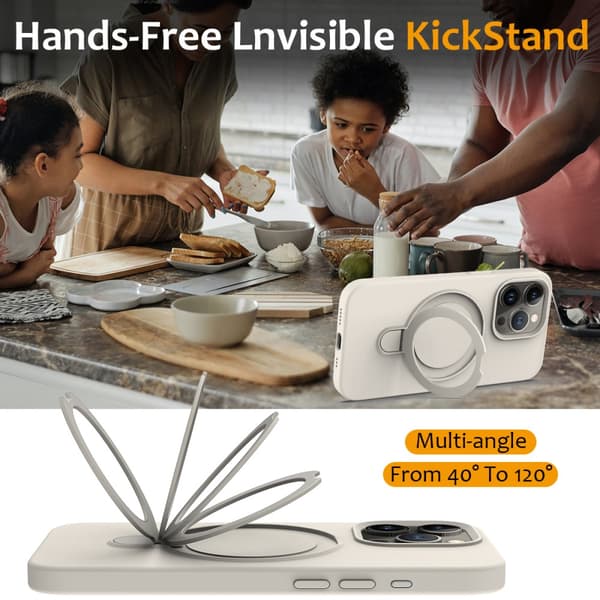 Silikoni Kickstand MagSafe iPhone 16 Pro Beige