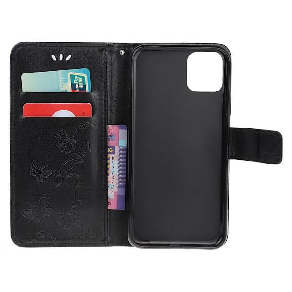 Läderfodral Fjärilar iPhone 12 Mini Svart