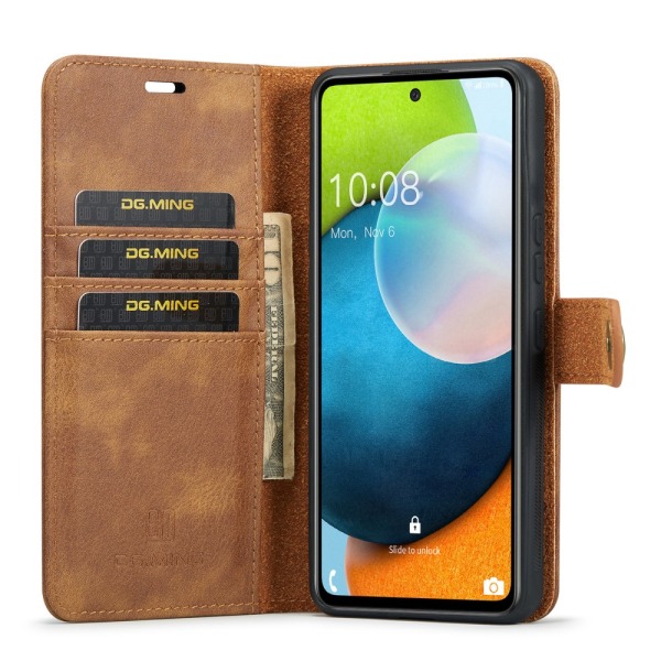 DG.MING 2-in-1 Magnet Plånbok Samsung Galaxy A53 Cognac