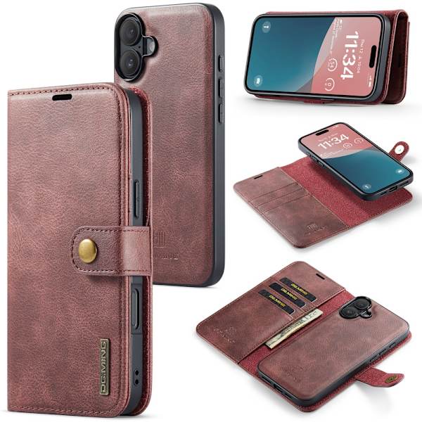 DG.MING 2-in-1 Magnet Wallet iPhone 16 Red
