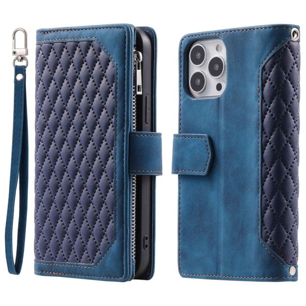 iPhone 14 Pro Max -lompakkokotelo, pehmustettu sininen