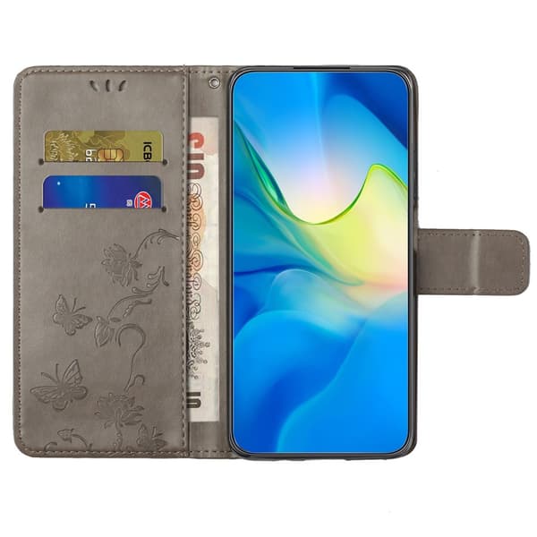 Läderfodral Fjärilar Samsung Galaxy S24 Grå