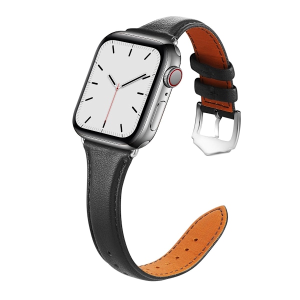 Smalt Læderarmbånd Apple Watch Series 10 46mm Sort