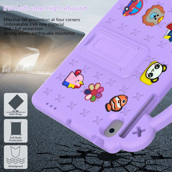 Kestävä EVA-kuori Samsung Galaxy Tab A8 10.5 -jalustalla, lila