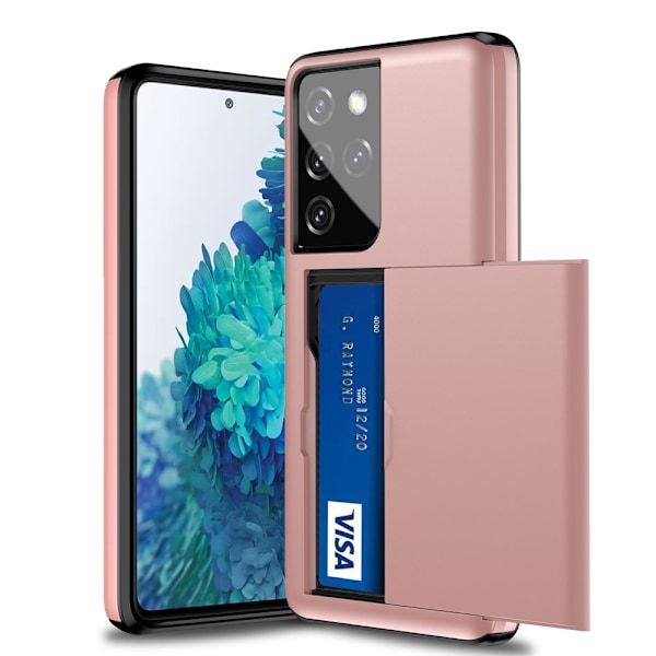 Skal Korttikotelolla Samsung Galaxy S21 Ultra Roséguld