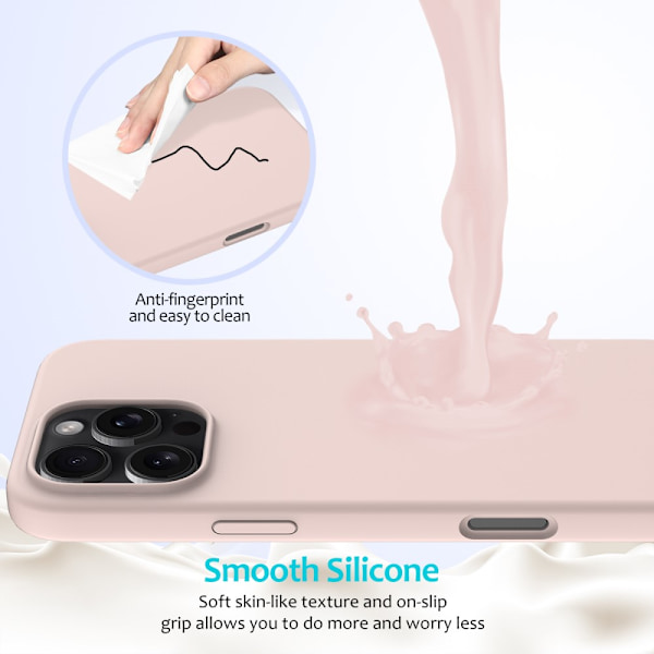 Silikonikuori iPhone 16 Prolle, vaaleanpunainen