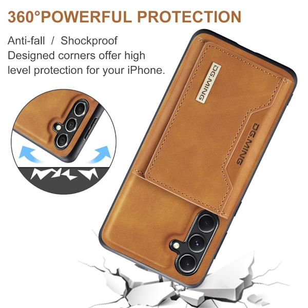 DG.MING 2 i 1 Magnetisk Kortlomme Etui Samsung Galaxy A16 Cognac