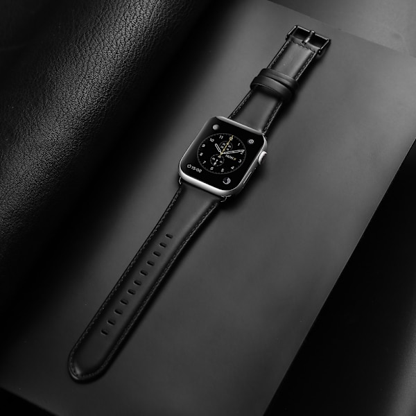 Dux Ducis Nahkainen ranneke Apple Watch Series 10 42mm Musta