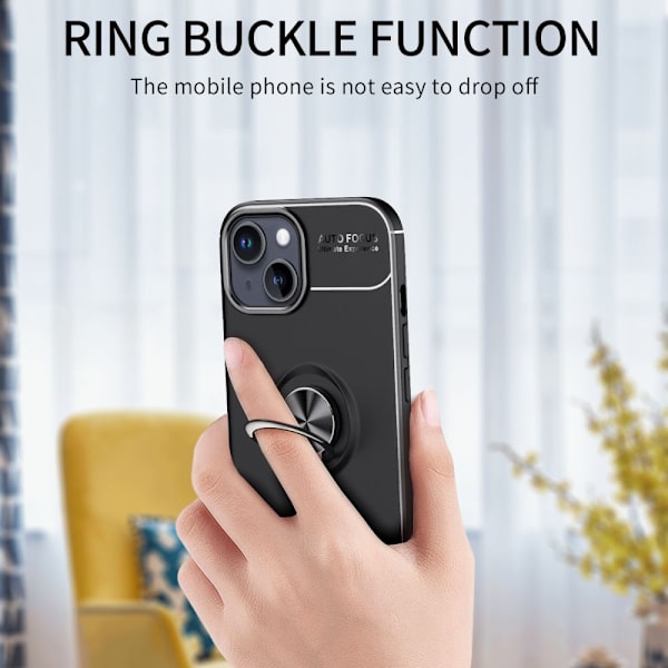 Etui med Ringholder til iPhone 15 Sort