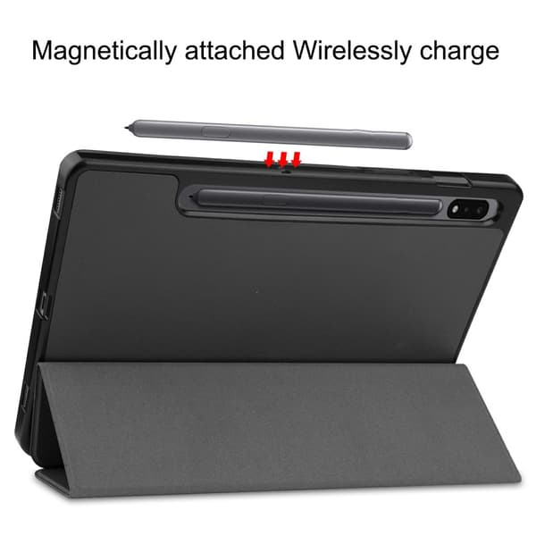 Tri-Fold Galaxy Tab S7/S8 Etui med S Pen-holder Sort