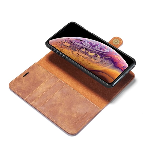 DG.MING 2-in-1 Magnet Wallet iPhone X/XS Brown