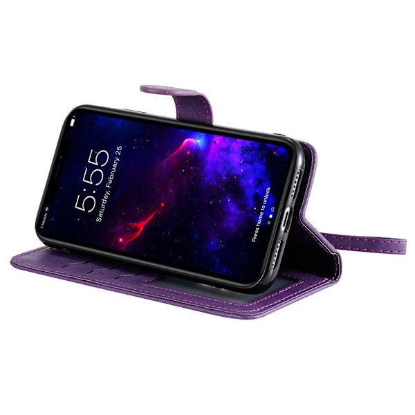 Magnetisk læderpung iPhone 11 Lilla