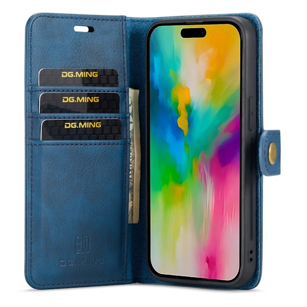 DG.MING 2-in-1 Magnet Wallet iPhone 16 Pro Max Blue