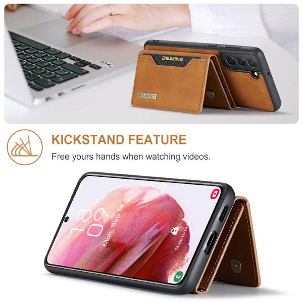 DG.MING 2 in 1 Magnetic Card Slot Case Samsung Galaxy S24 Cognac