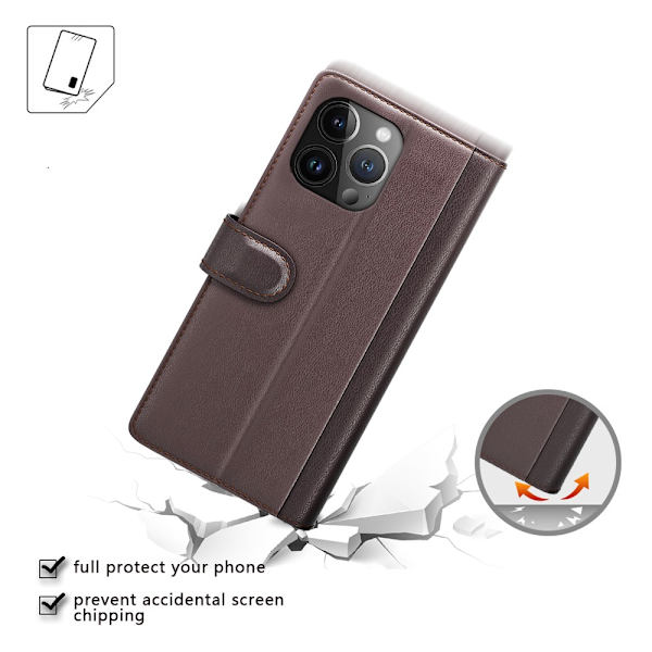 Aito nahkakotelo iPhone 15 Pro Max - Ruskea