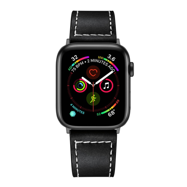 Klassinen nahkaranneke Apple Watch 42/44/45/49 mm musta