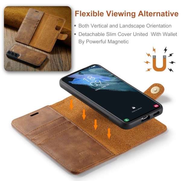 DG.MING 2-i-1 Magnet Pung Samsung Galaxy S24 Plus Cognac