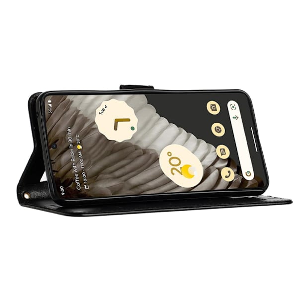 Perhoskuvioitu nahkakotelo Google Pixel 8 Prolle, musta