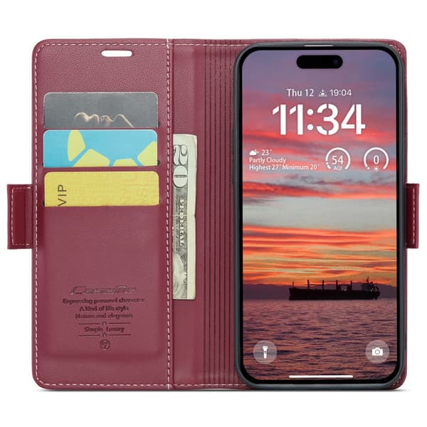 CaseMe Slim Pungetui RFID-beskyttelse iPhone 16 Rød