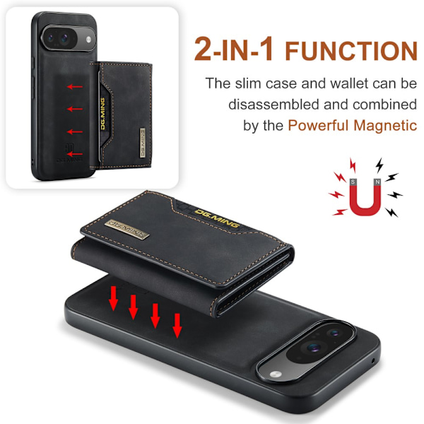 DG.MING Magnetic Card Slot Case Google Pixel 9 Black