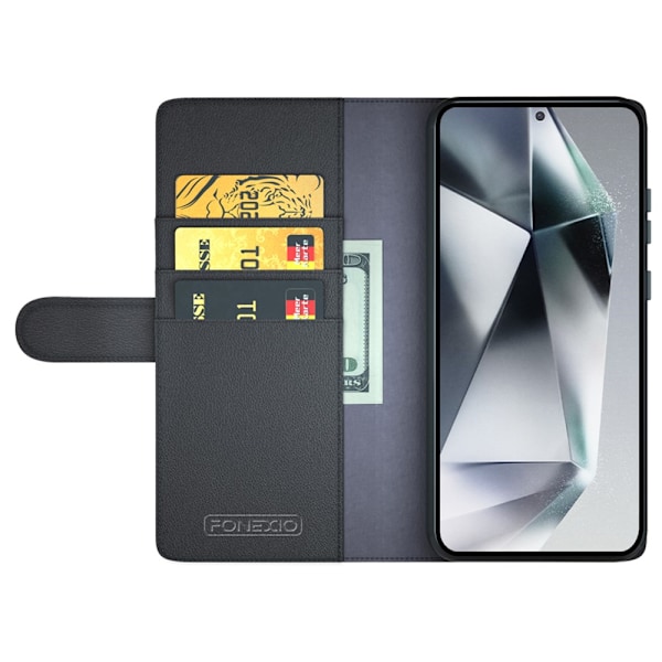 Ægte Læderetui Samsung Galaxy S25 Ultra Sort