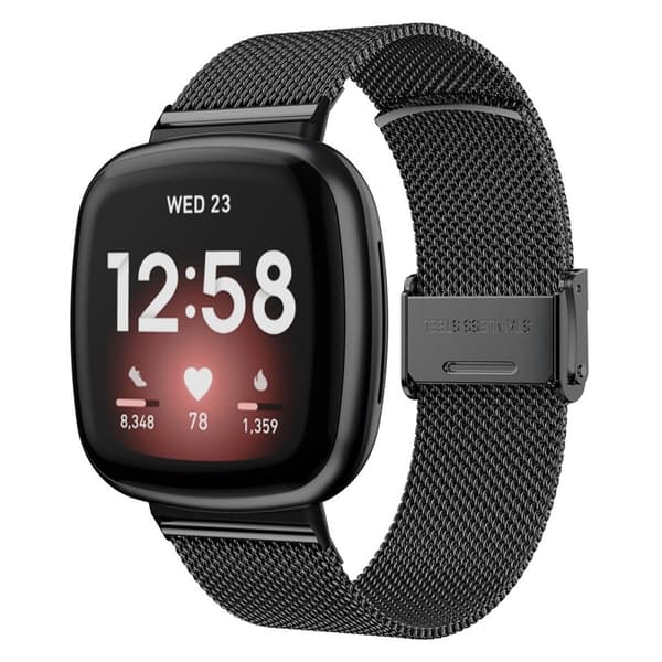 Milanese Mesh -ranneke Fitbit Versa 4/Sense 2 - Musta