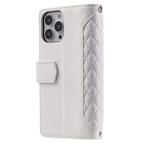 iPhone 15 Pro Lompakko Kotelo Pehmustettu Valkoinen
