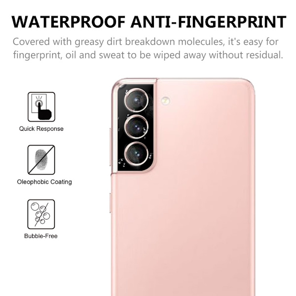 Samsung Galaxy S21:lle tarkoitettu 0,2 mm:n kattava musta linssisuoja