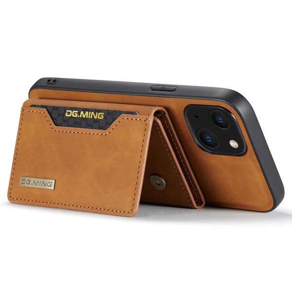DG.MING 2-i-1 Magnetiskt Skal Med Kortfack iPhone 15 Cognac
