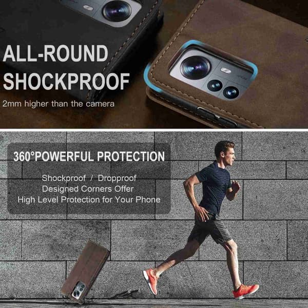 CaseMe Slim Pungetui Xiaomi 12 Pro Brun