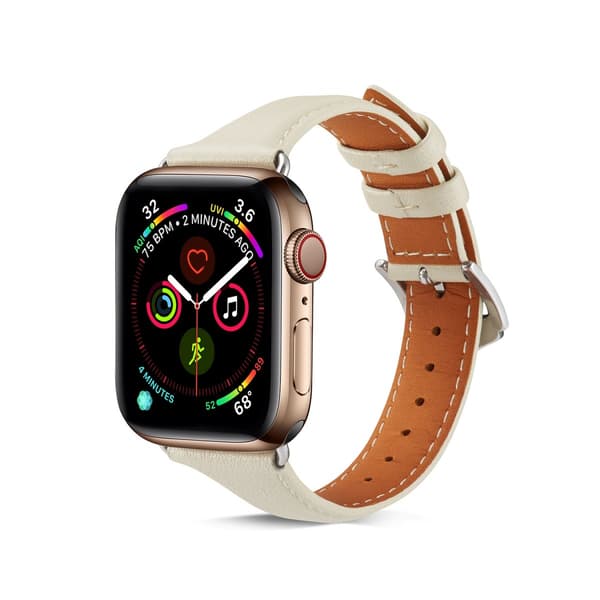 Smalt Läderarmband Apple Watch 45mm Series 9 Vit