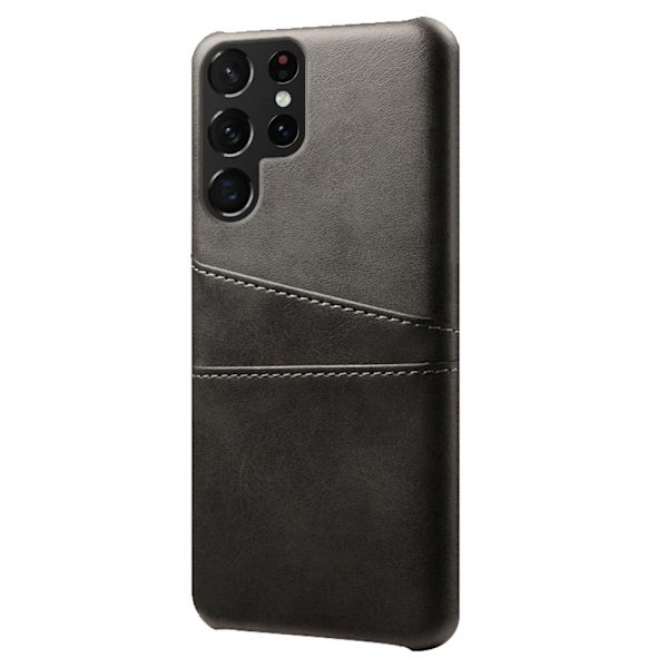 Läderskal Kortfack Samsung Galaxy S22 Ultra Svart