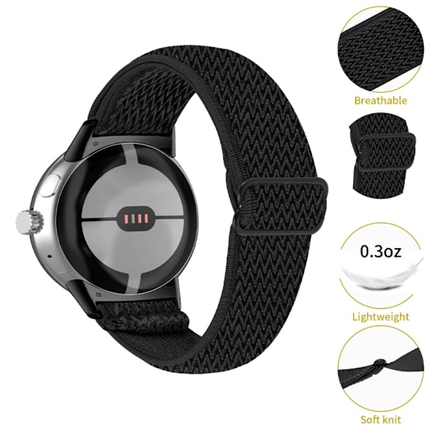 Vävd Nylonarmband Google Pixel Watch Svart