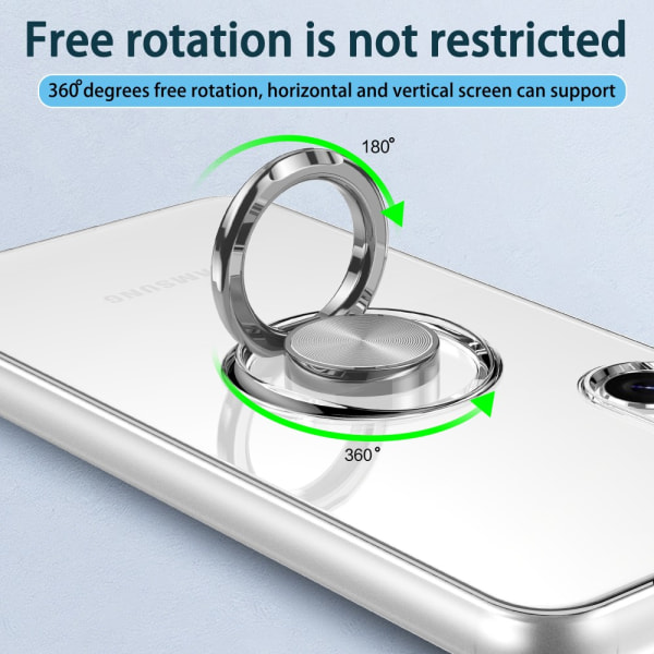 Skal med roterende fingerring til Samsung Galaxy S24 Plus Transparent