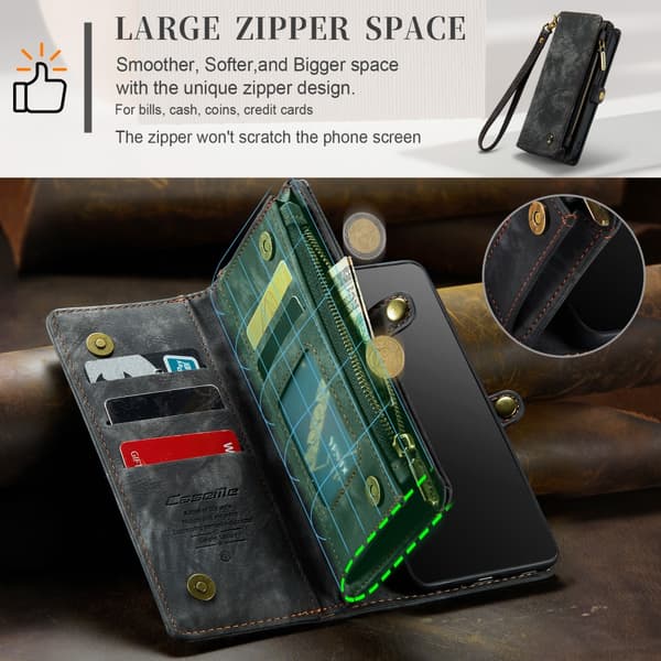 CaseMe Multi-Slot 2 i 1 Pungetui iPhone 15 Pro Sort