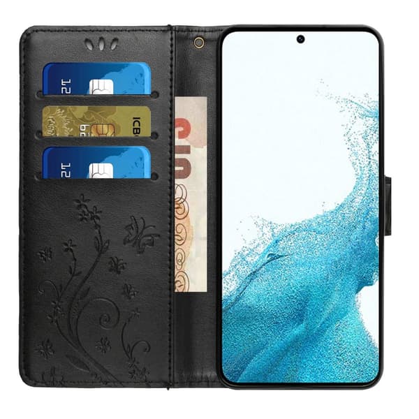 Læderetui Sommerfugle Samsung Galaxy S23 Sort