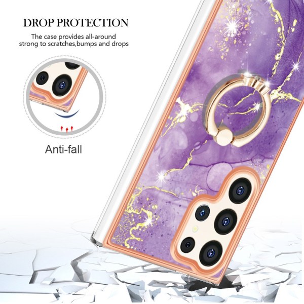 Etui med ringholder Samsung Galaxy S24 Ultra Purple Marble