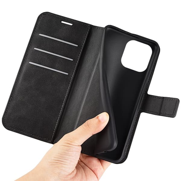 iPhone 14 Pro Wallet Läder Svart