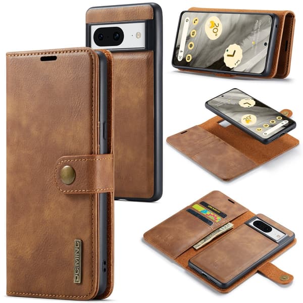 DG.MING 2-i-1 Magnetiskt Plånboksfodral Google Pixel 8 Cognac