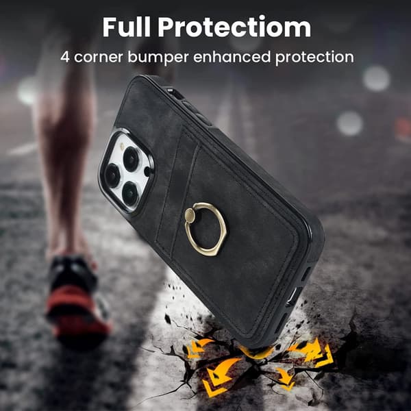 iPhone 14 Pro Max Korttilallinen Kuori Rengas Musta