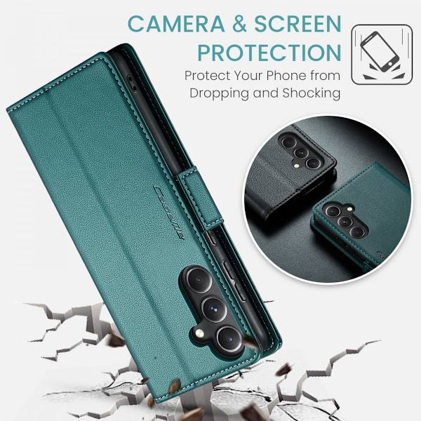 CaseMe Slim Plånboksfodral RFID-skydd Samsung Galaxy S23 FE Grön