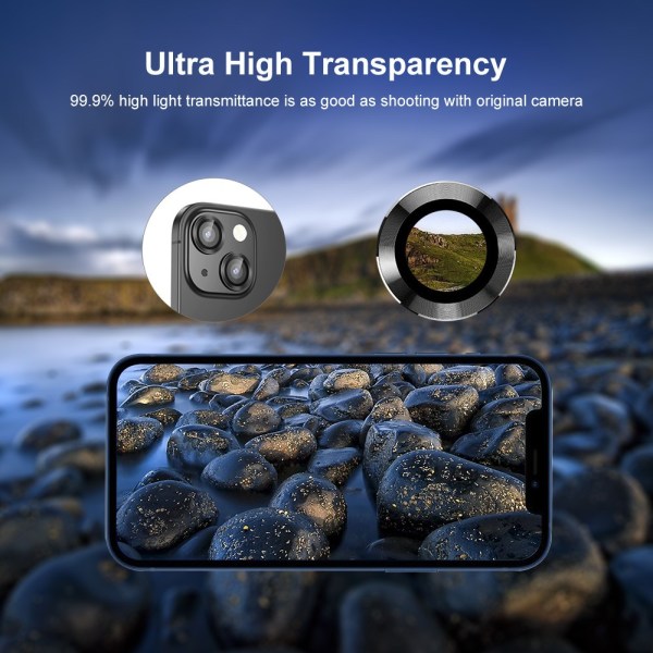 Hat Prince Lens Cover iPhone 14/14 Plus Hærdet Glas Sølv
