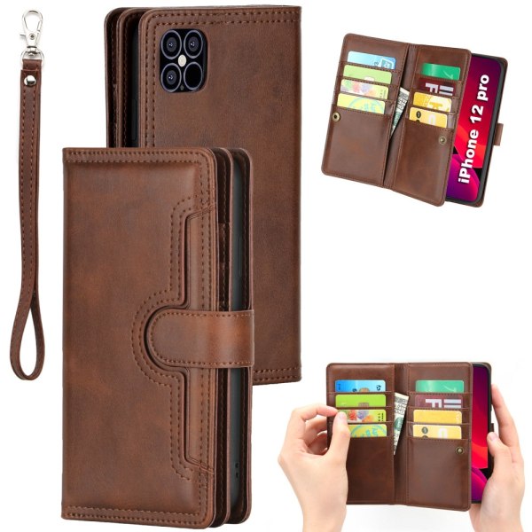 Plånboksfodral Läder Multi-Slot iPhone 12/12 Pro Brun