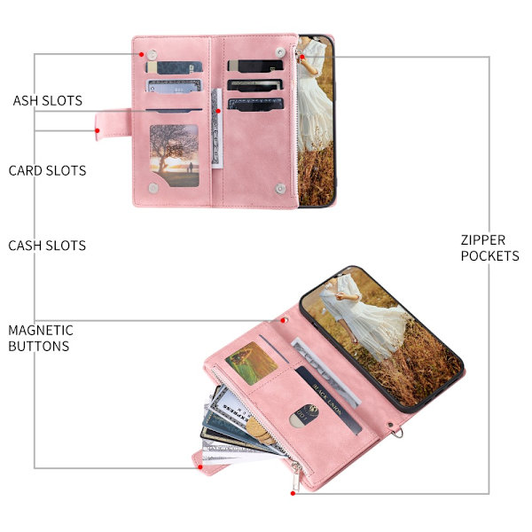 iPhone 15 Plånboksväska Vadderad Rosa