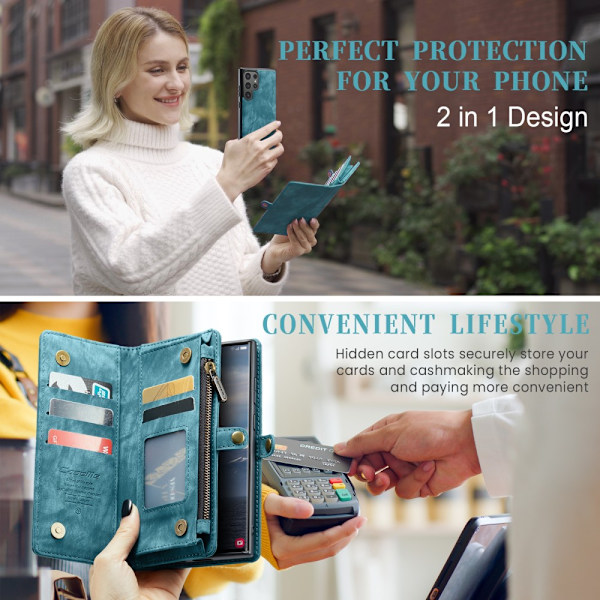 CaseMe Multi-Slot 2 i 1 Pungetui Galaxy S25 Ultra Blå