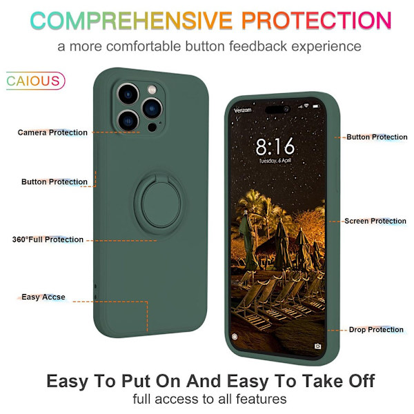 iPhone 16 Pro Max Skal Med Ringhållare Grön