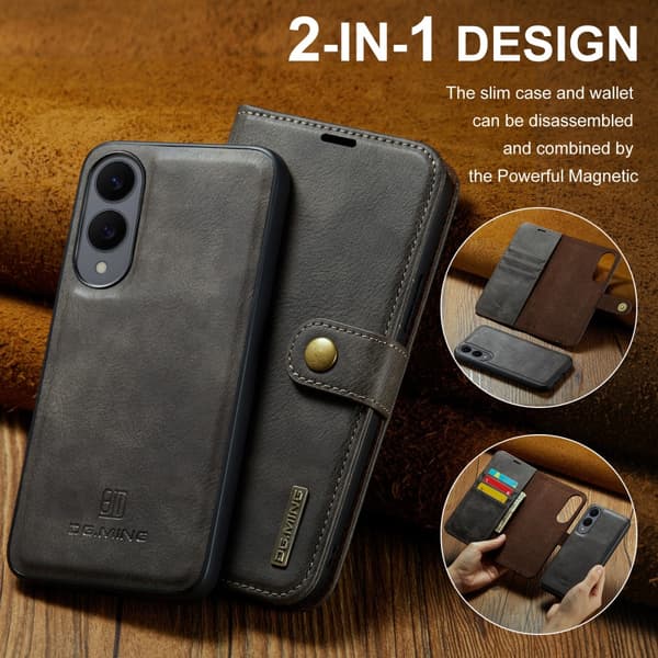 DG.MING 2-i-1 Magnet Wallet Samsung Galaxy S25 Edge Brun