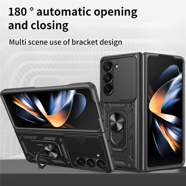Hybrid Cover Samsung Galaxy Z Fold 7 Ring + Kamerabeskyttelse Sort