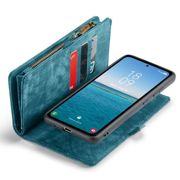 CaseMe Multi-Slot 2 i 1 Plånboksfodral Samsung Galaxy A55 Blå